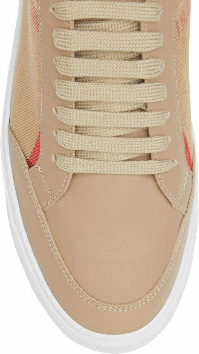 CHECK MOTIF LEATHER SNEAKERS