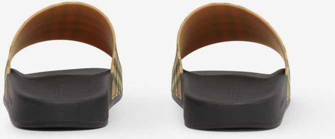 BEIGE SLIPPER WITH CHECK MOTIF
