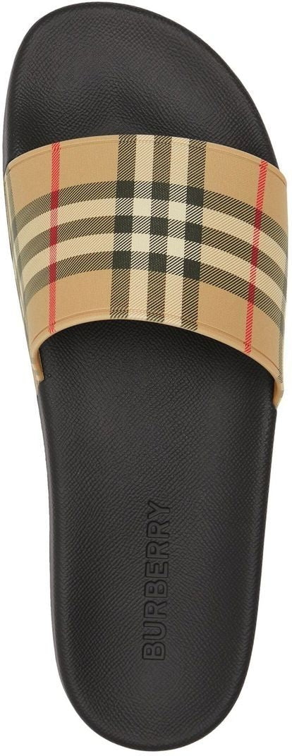 BEIGE SLIPPER WITH CHECK MOTIF