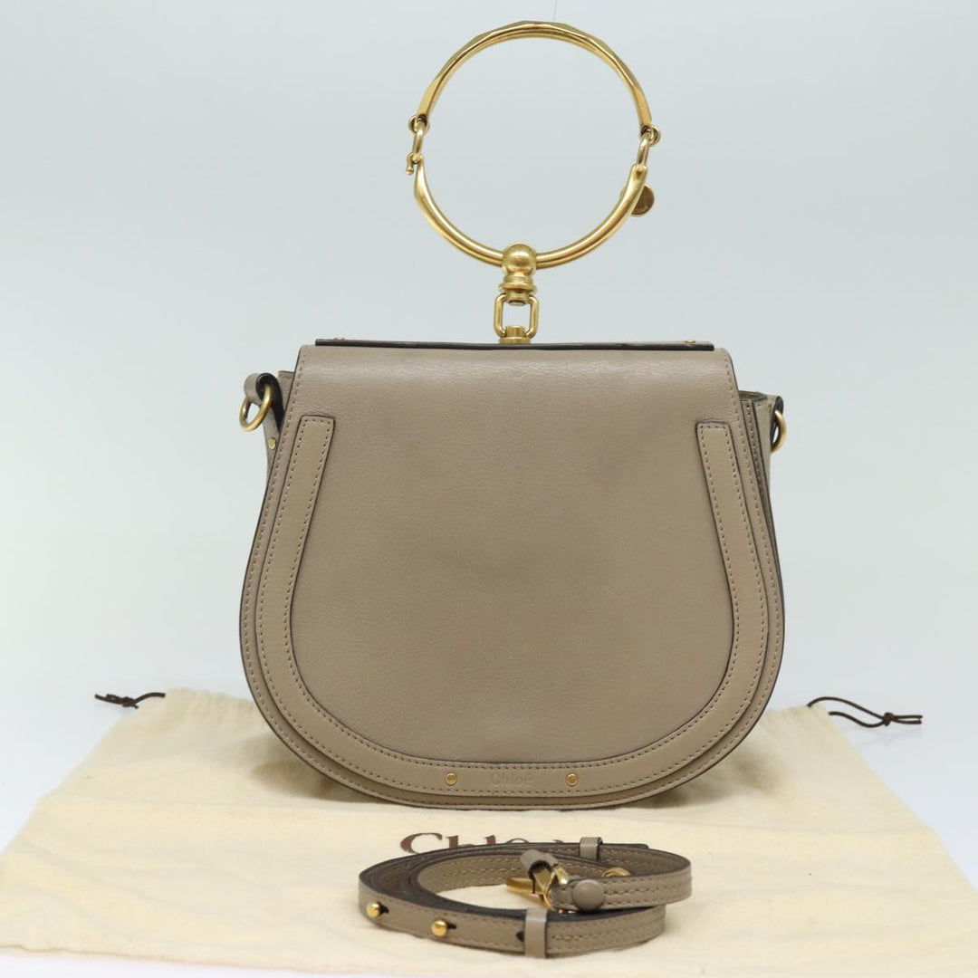Chloe Nile Hand Bag Leather 2way Beige 80607