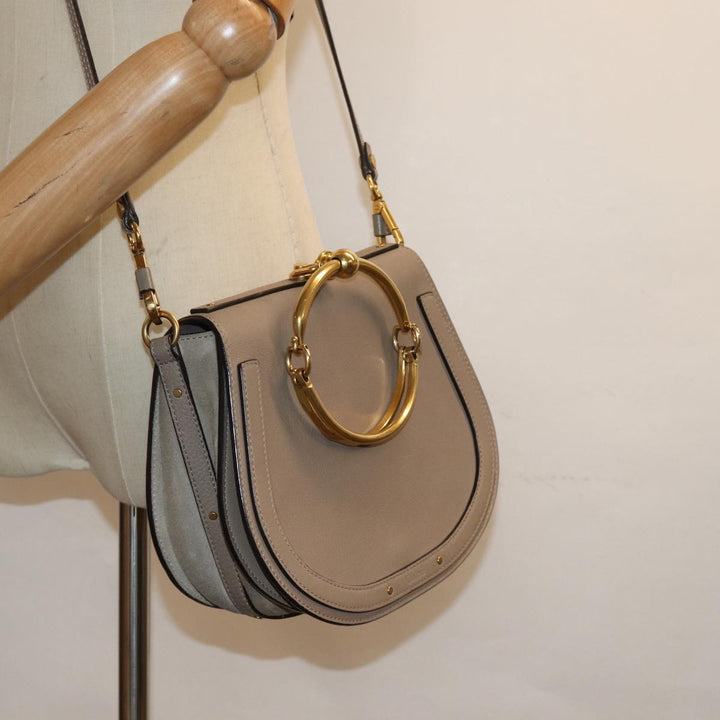 Chloe Nile Hand Bag Leather 2way Beige 80607