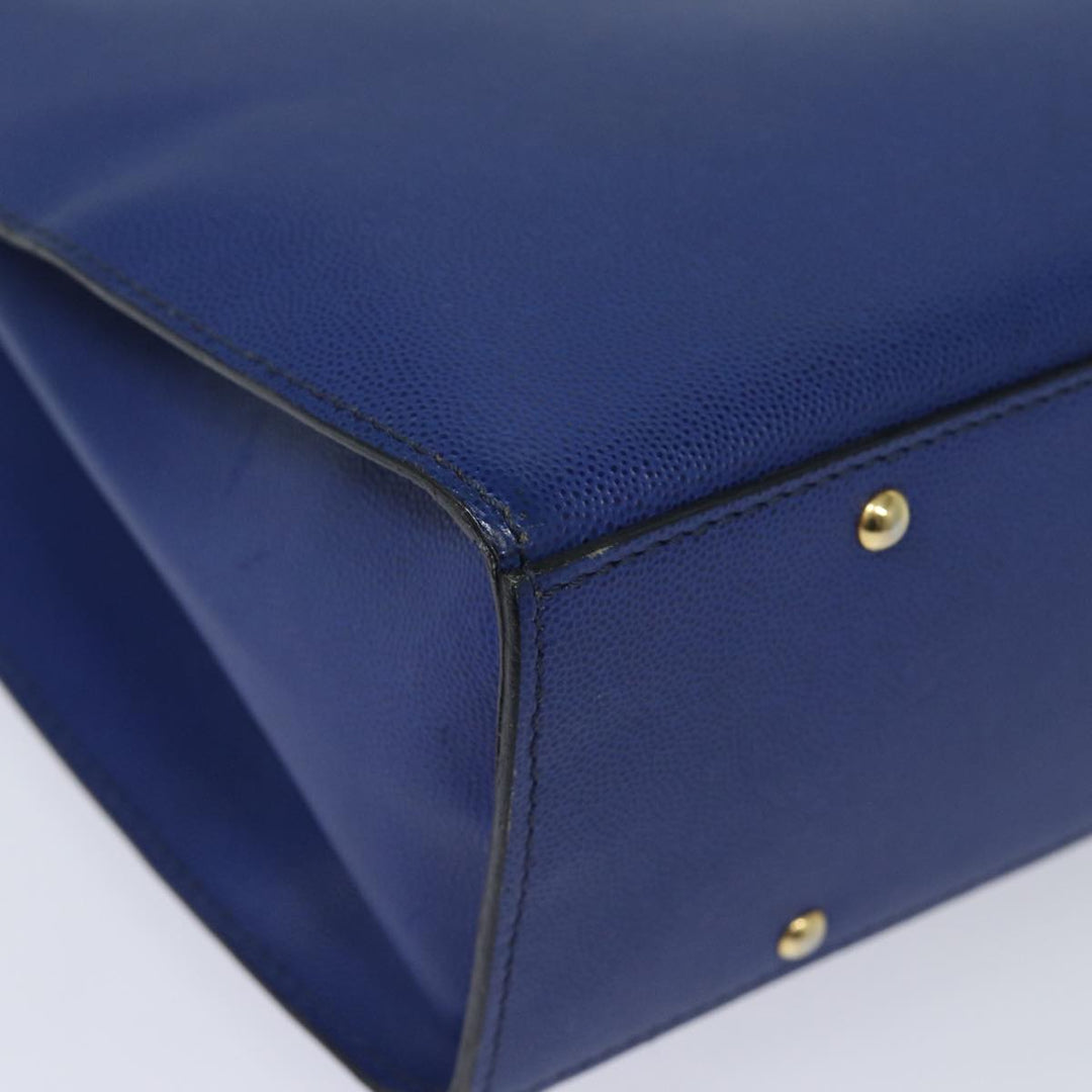 Celine Shoulder Bag Leather Blue Auth 80611