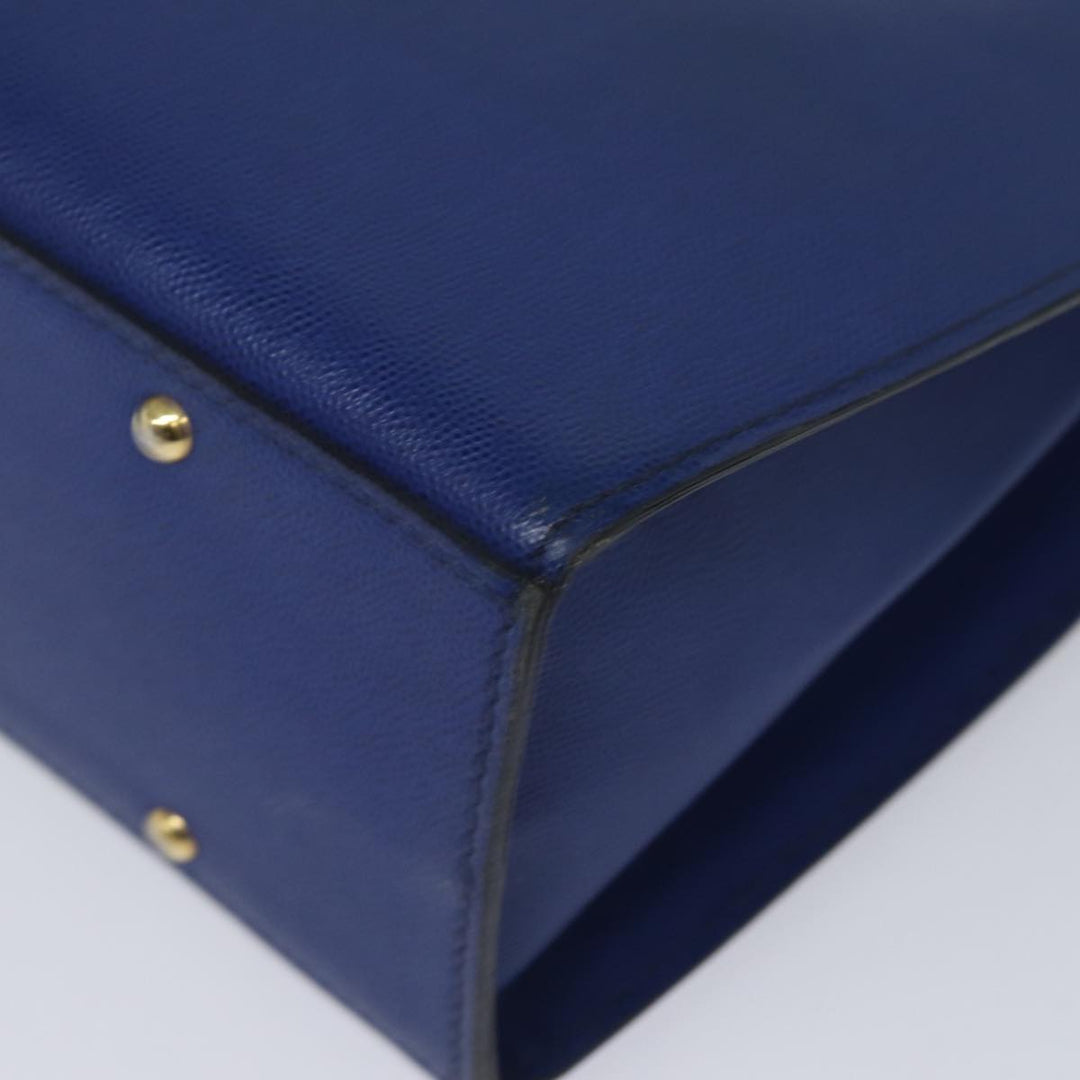 Celine Shoulder Bag Leather Blue Auth 80611