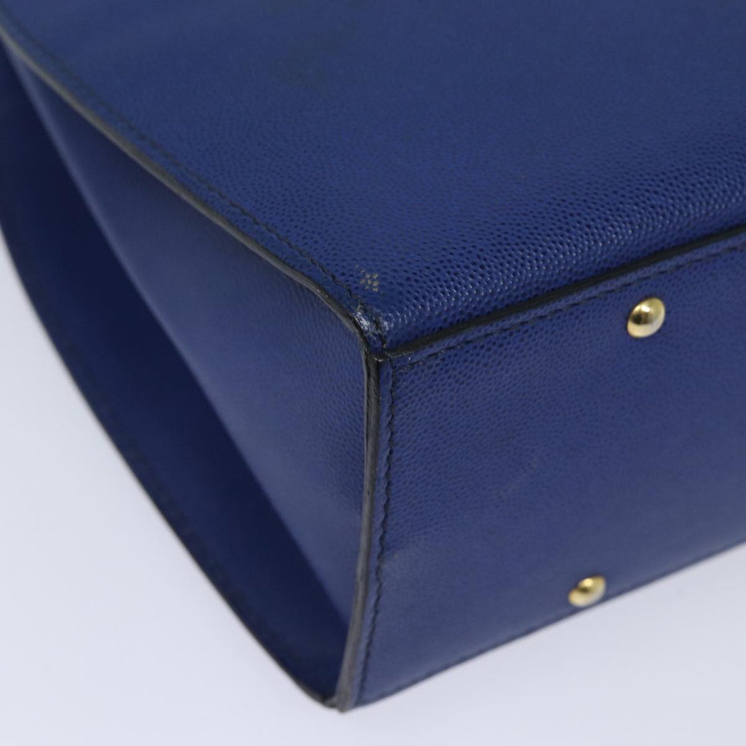 Celine Shoulder Bag Leather Blue Auth 80611