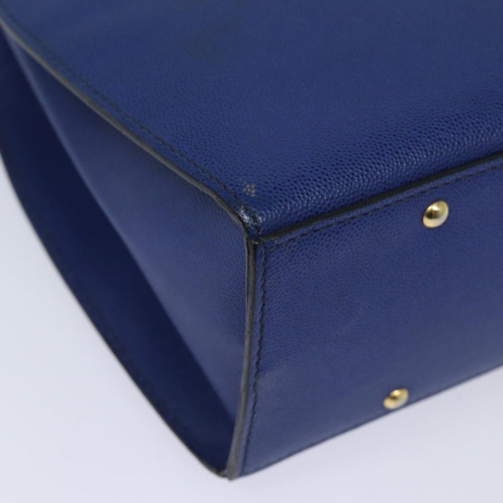 Celine Shoulder Bag Leather Blue Auth 80611