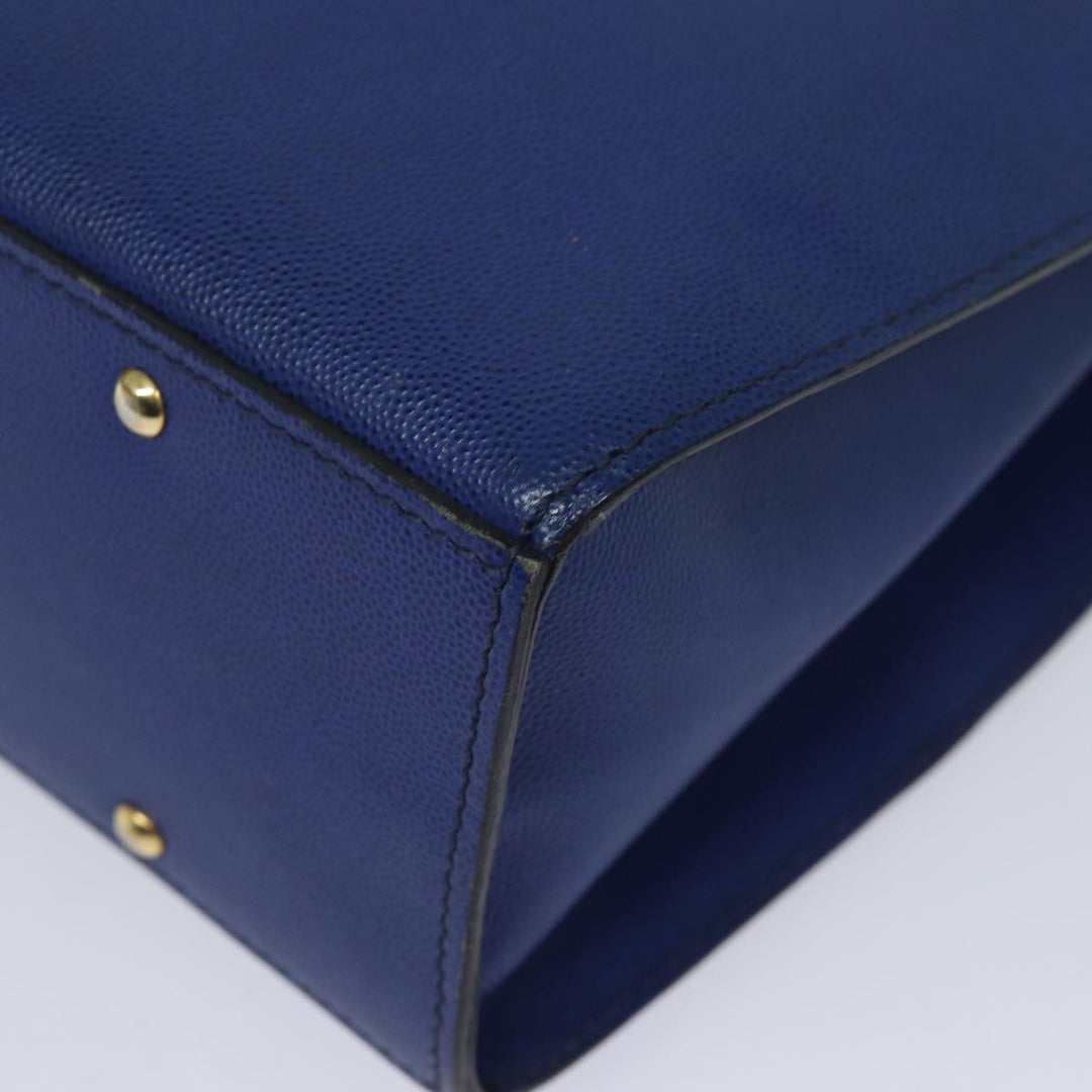 Celine Shoulder Bag Leather Blue Auth 80611