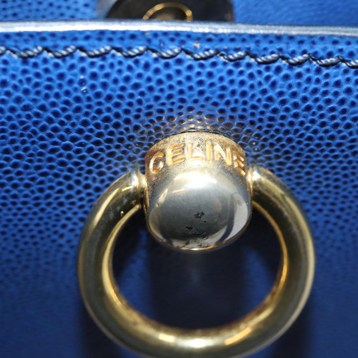Celine Shoulder Bag Leather Blue Auth 80611