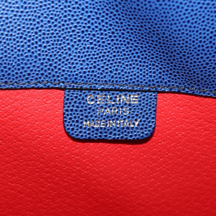 Celine Shoulder Bag Leather Blue Auth 80611