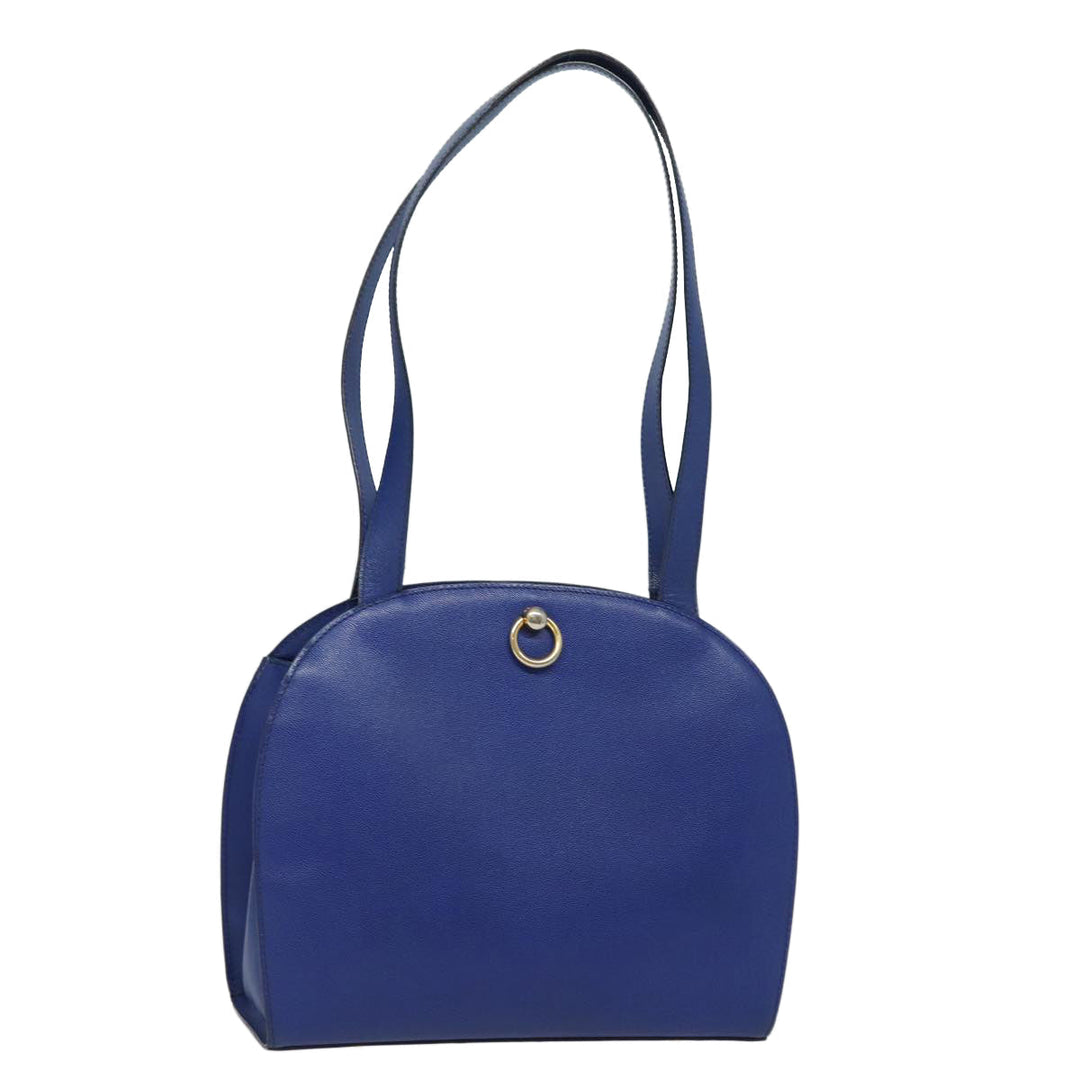 Celine Shoulder Bag Leather Blue Auth 80611