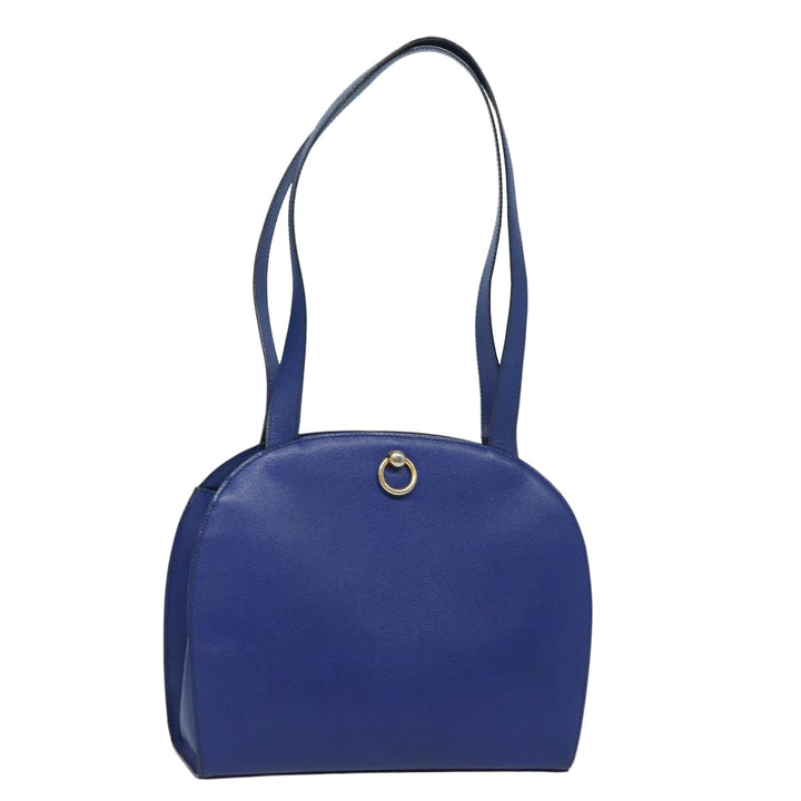 Celine Shoulder Bag Leather Blue Auth 80611