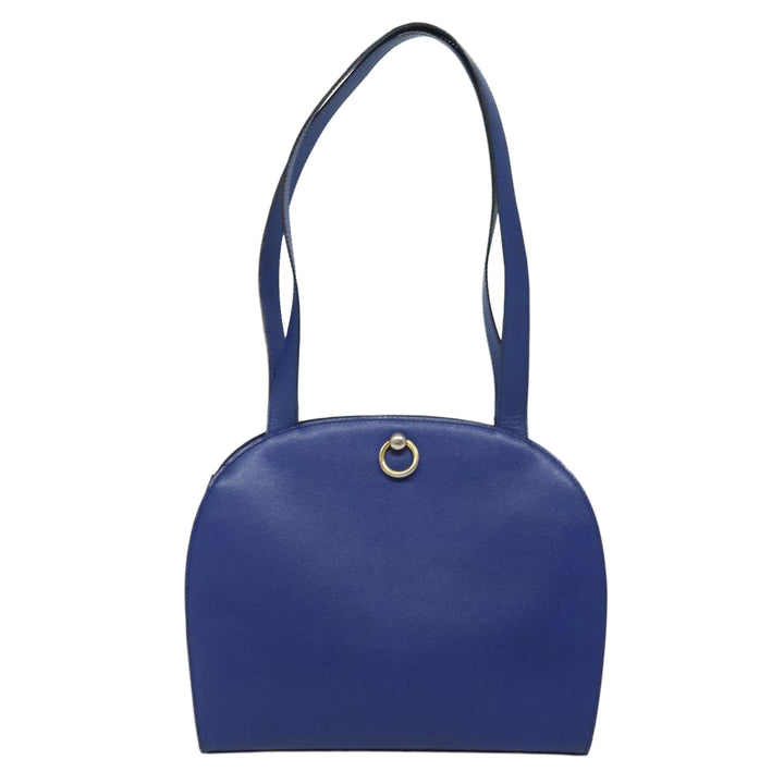 Celine Shoulder Bag Leather Blue Auth 80611