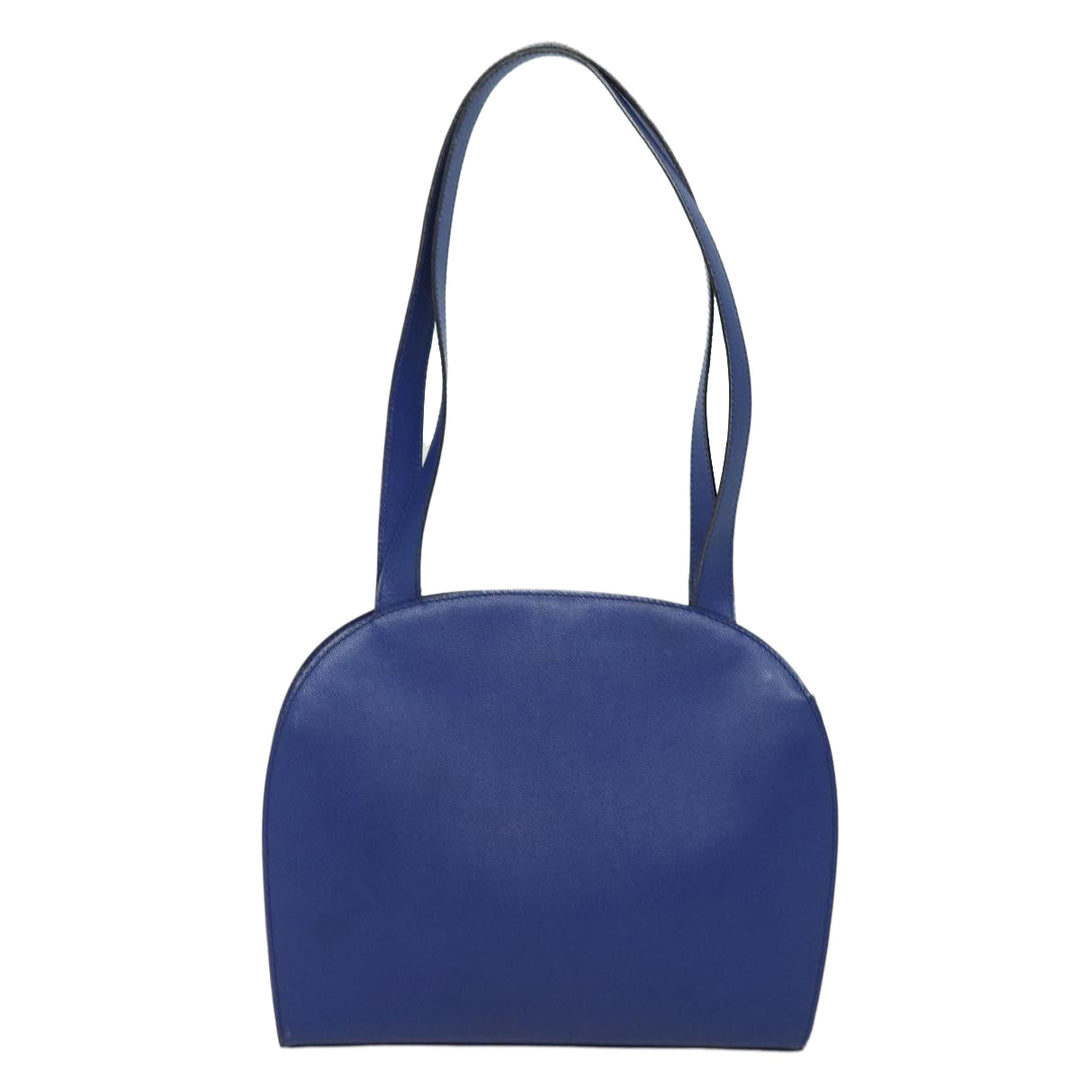 Celine Shoulder Bag Leather Blue Auth 80611