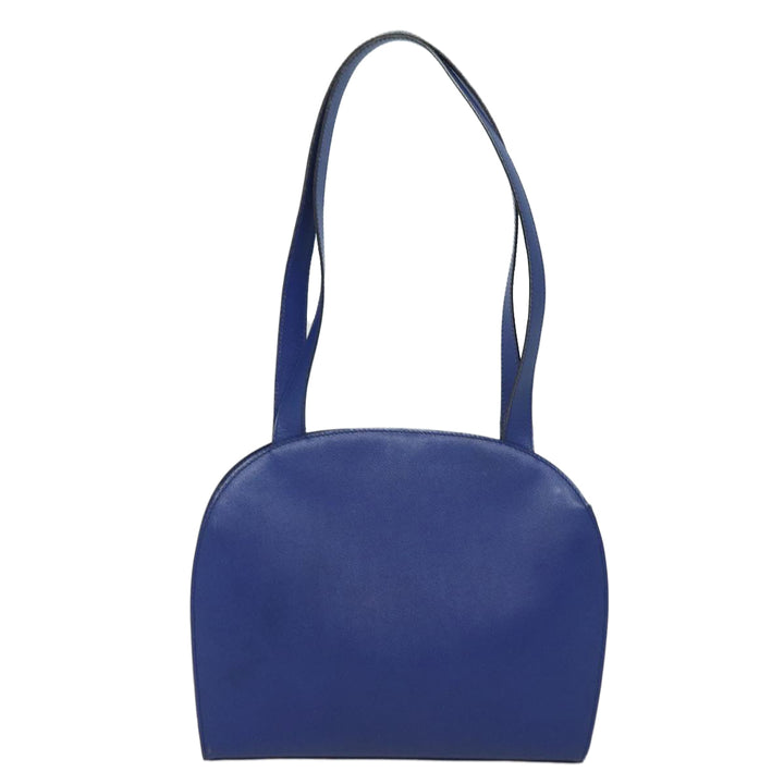 Celine Shoulder Bag Leather Blue Auth 80611