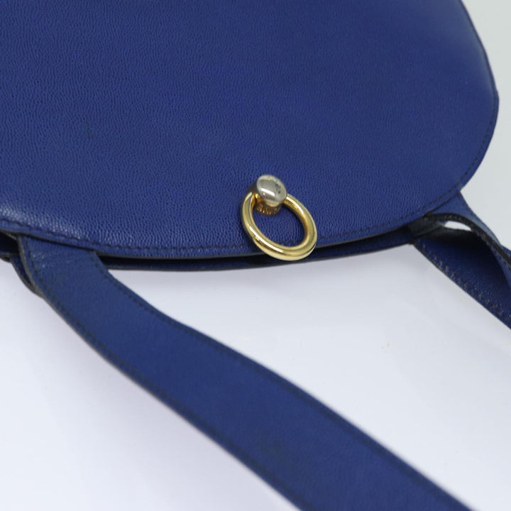 Celine Shoulder Bag Leather Blue Auth 80611