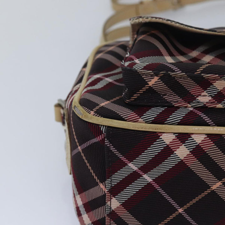 Burberry Nova Check Blue Label Shoulder Bag Nylon Red Auth 80617