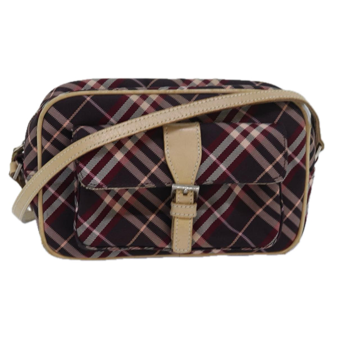 Burberry Nova Check Blue Label Shoulder Bag Nylon Red Auth 80617