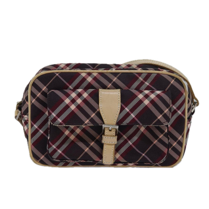 Burberry Nova Check Blue Label Shoulder Bag Nylon Red Auth 80617