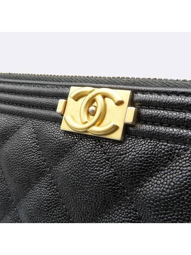 A84407 Black Color Caviar Skin Gold Metal Boy Large Clutch Chanel