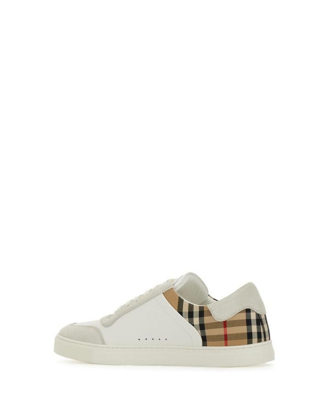 Burberry Calf Leather Sneakers with  Check Fabric Insert