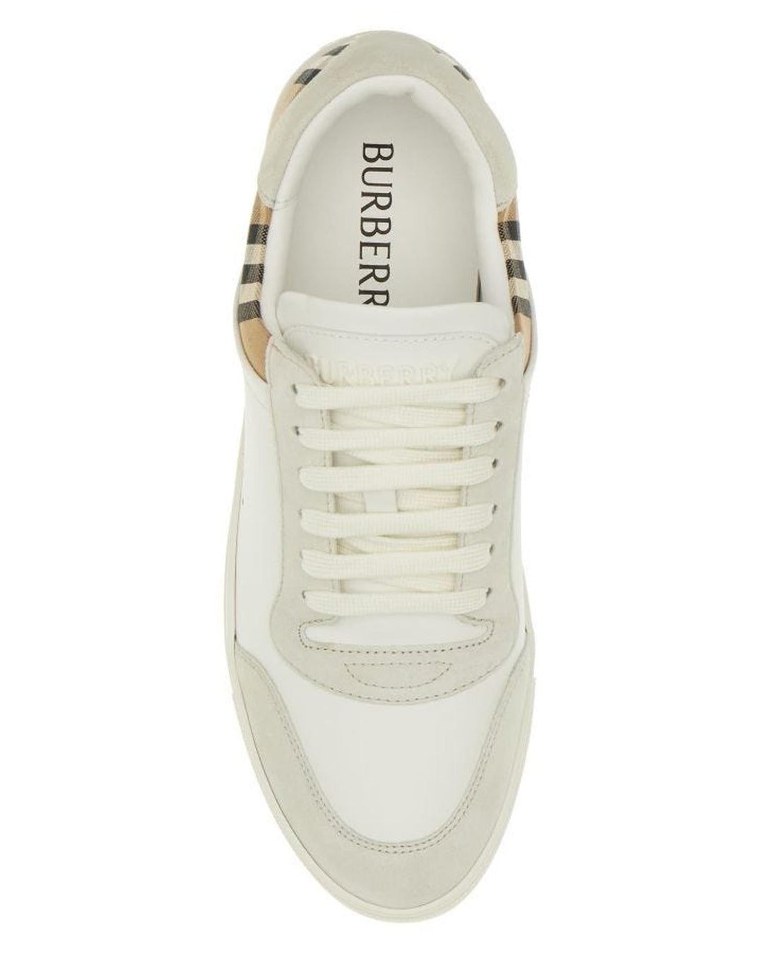 Burberry Calf Leather Sneakers with  Check Fabric Insert