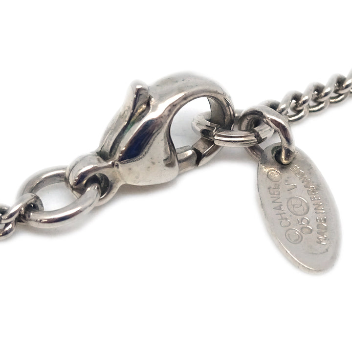 Top Quality Chanel Silver Necklace Pendant Rhinestone 05V