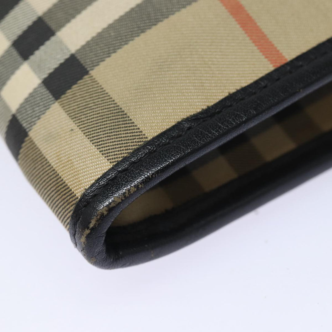 BurberrySs Nova Check Clutch Bag Canvas Beige Auth 80704