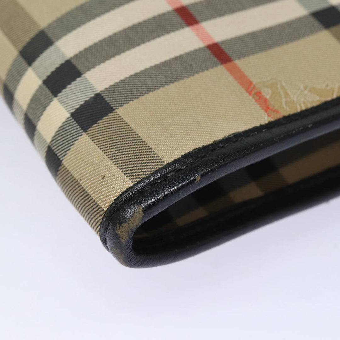 BurberrySs Nova Check Clutch Bag Canvas Beige Auth 80704