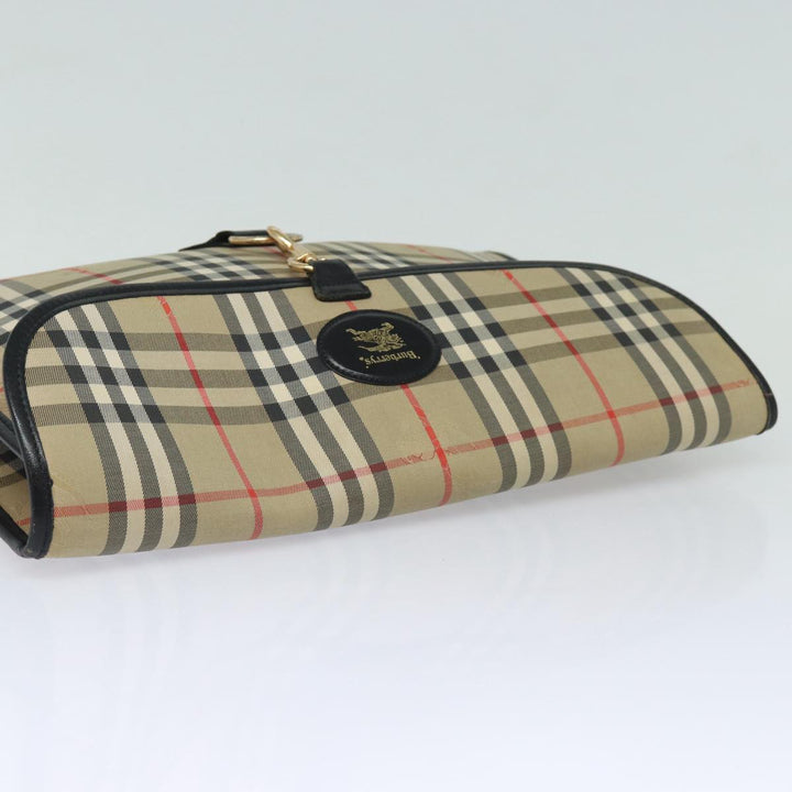 BurberrySs Nova Check Clutch Bag Canvas Beige Auth 80704