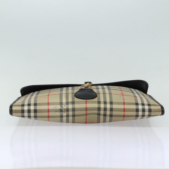BurberrySs Nova Check Clutch Bag Canvas Beige Auth 80704