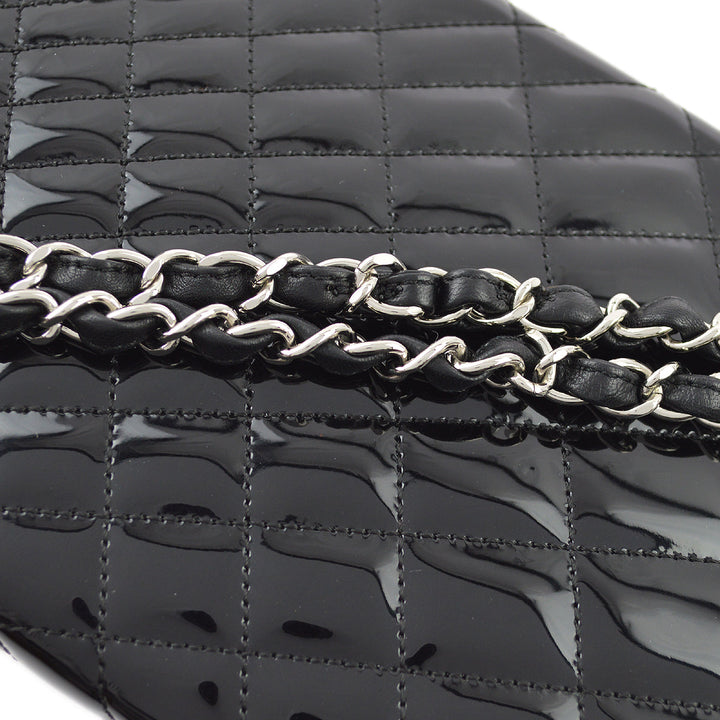 Top Quality Chanel Black Patent Leather Double Chain Shoulder Bag