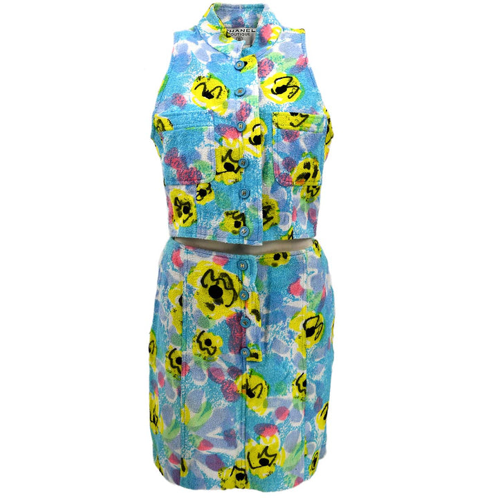 Top Quality Chanel Setup Sleeveless Vest Jacket Skirt Blue 97P #40