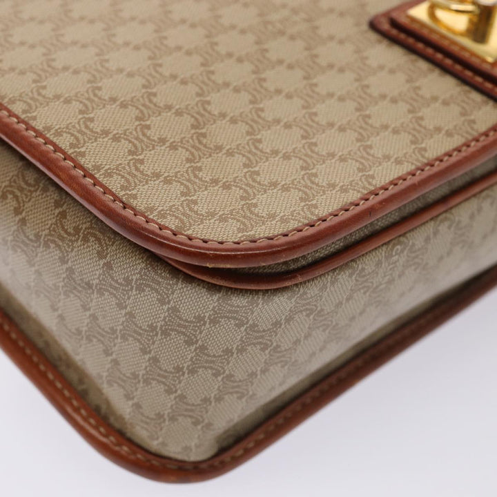 Celine Macadam Canvas Shoulder Bag Beige Auth 80813