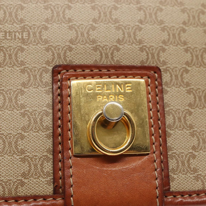 Celine Macadam Canvas Shoulder Bag Beige Auth 80813