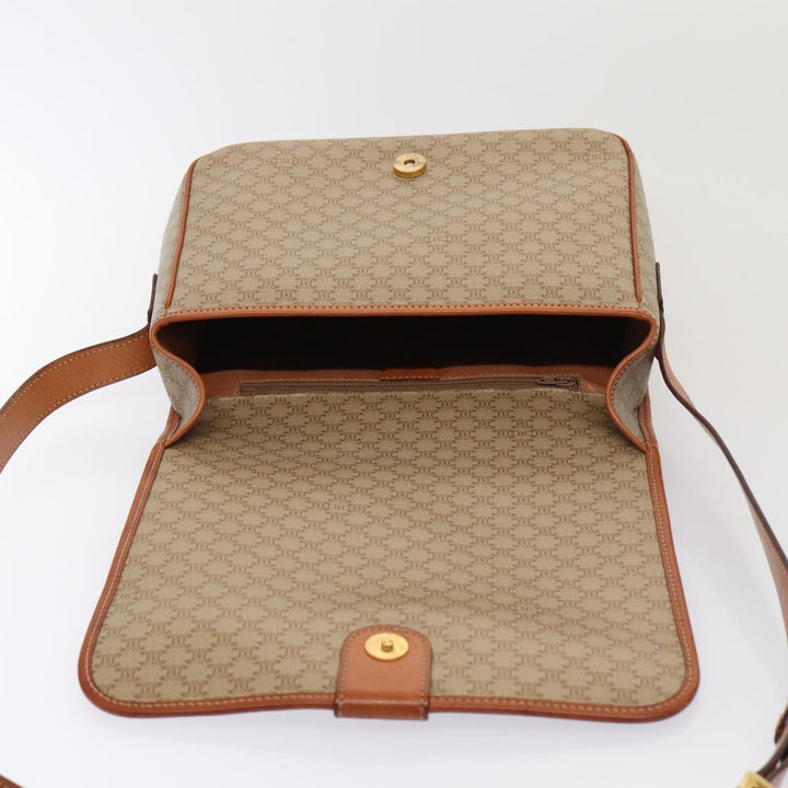 Celine Macadam Canvas Shoulder Bag Beige Auth 80813