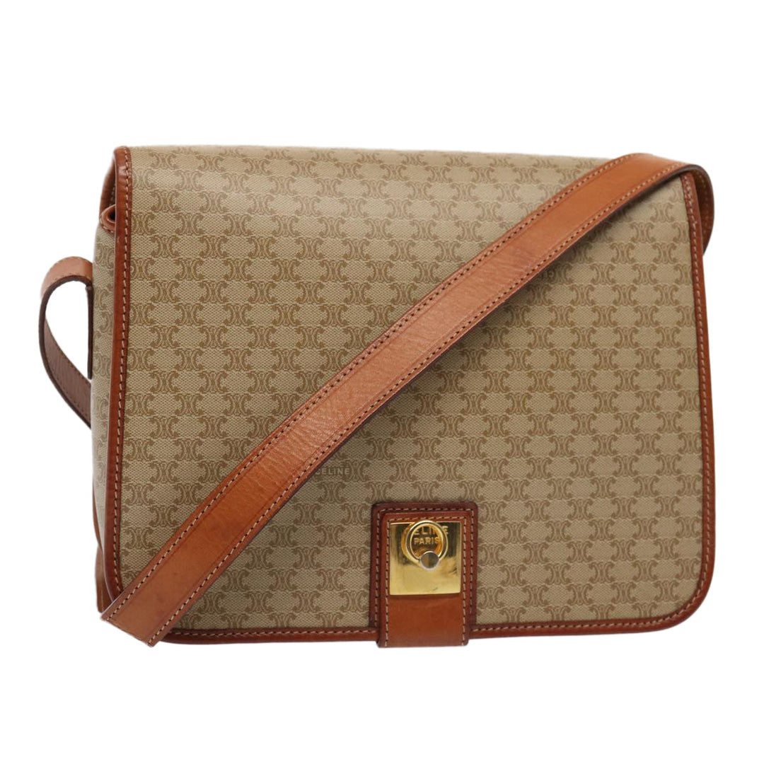Celine Macadam Canvas Shoulder Bag Beige Auth 80813