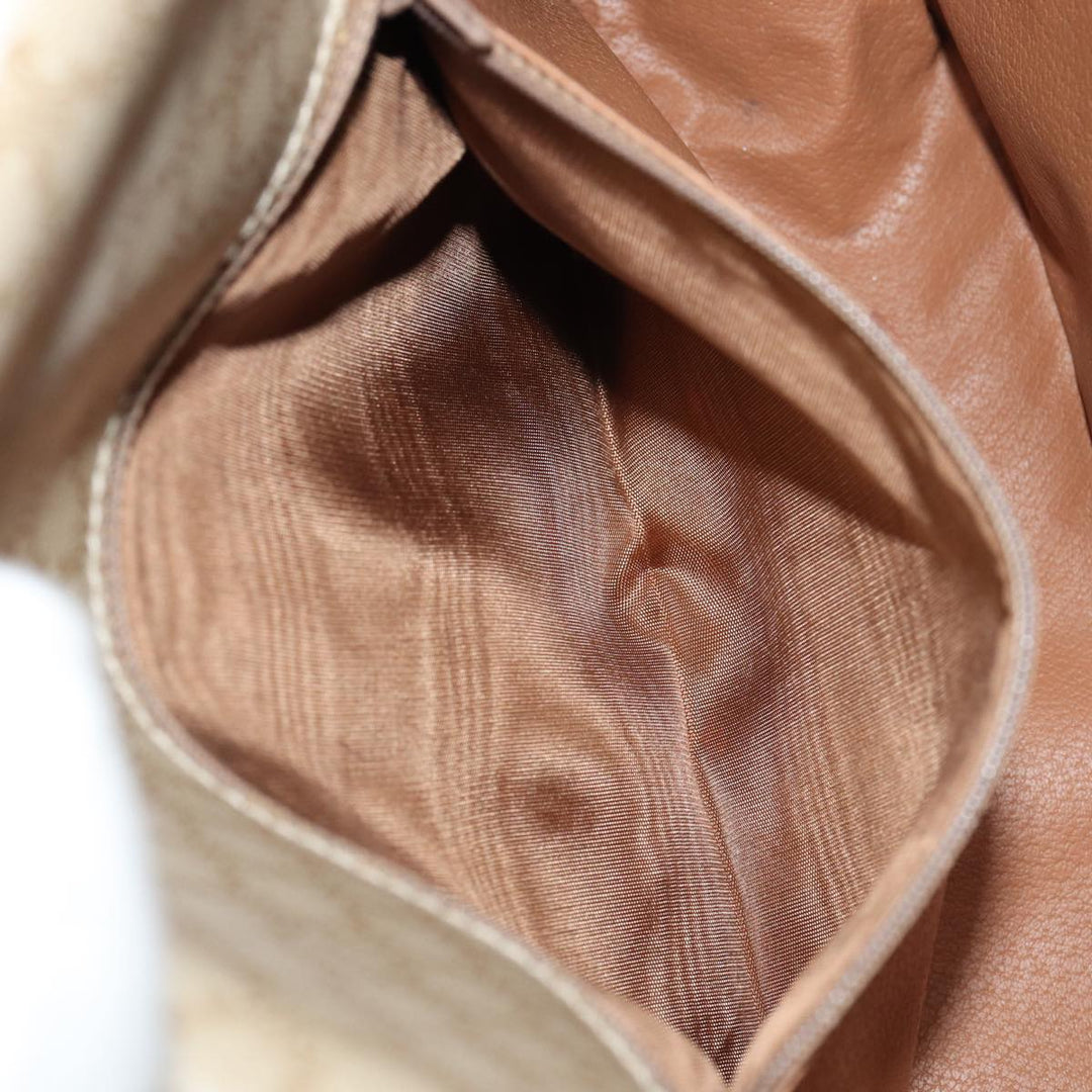 Celine Macadam Canvas Shoulder Bag Beige Auth 80813