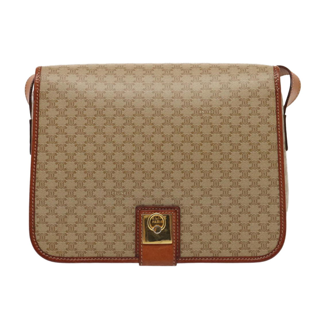 Celine Macadam Canvas Shoulder Bag Beige Auth 80813
