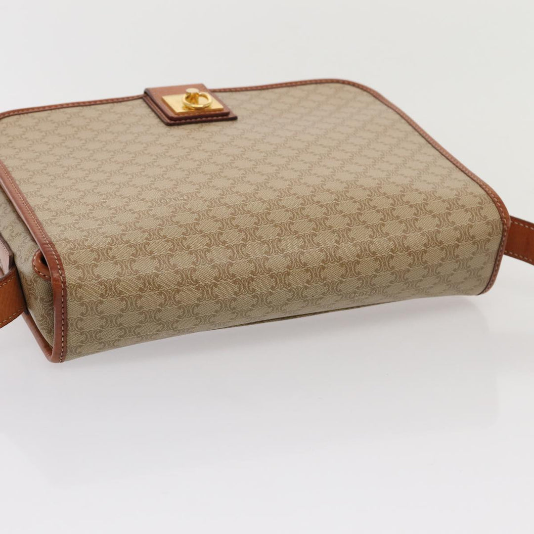 Celine Macadam Canvas Shoulder Bag Beige Auth 80813