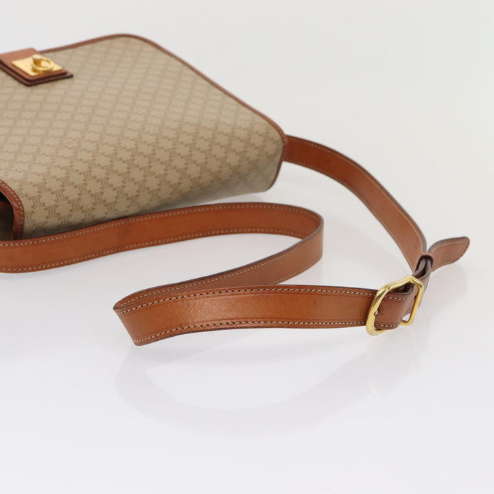 Celine Macadam Canvas Shoulder Bag Beige Auth 80813
