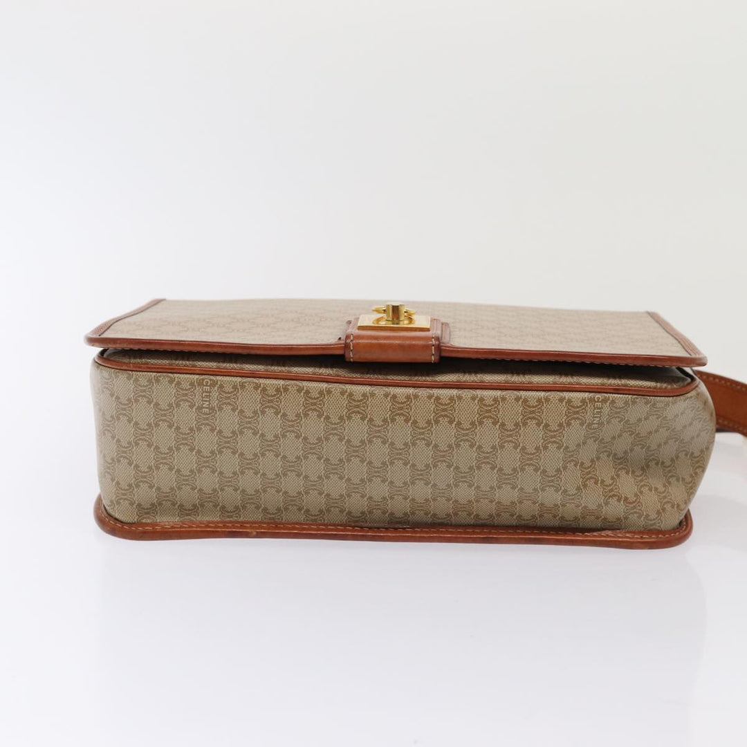 Celine Macadam Canvas Shoulder Bag Beige Auth 80813