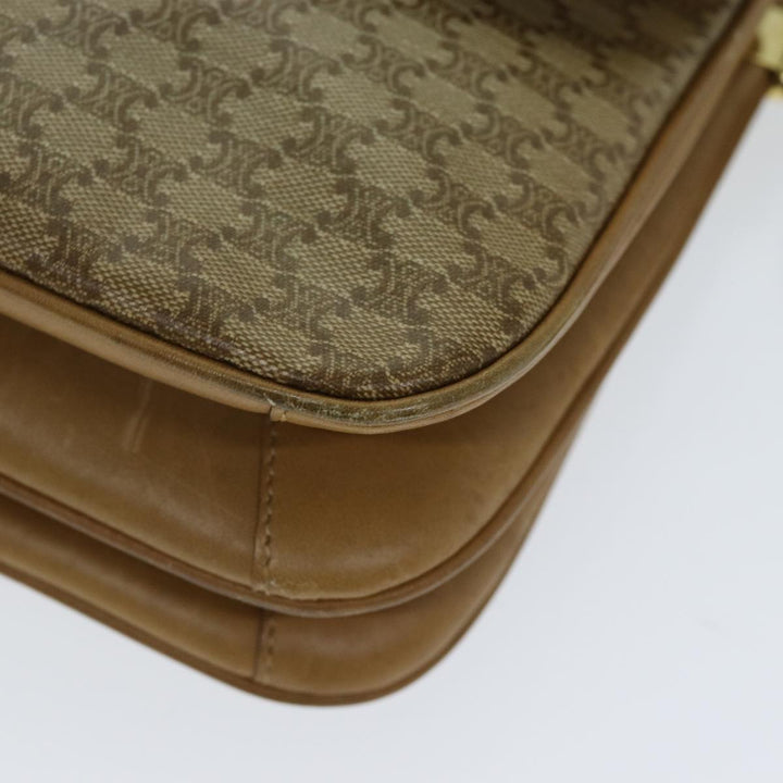 Celine Macadam Canvas Shoulder Bag PVC Leather Beige Auth 80814