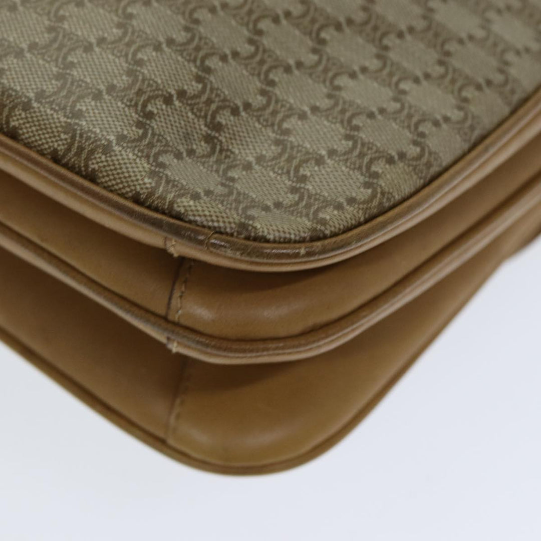 Celine Macadam Canvas Shoulder Bag PVC Leather Beige Auth 80814