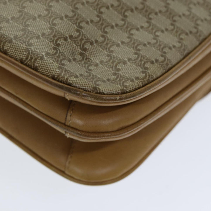 Celine Macadam Canvas Shoulder Bag PVC Leather Beige Auth 80814