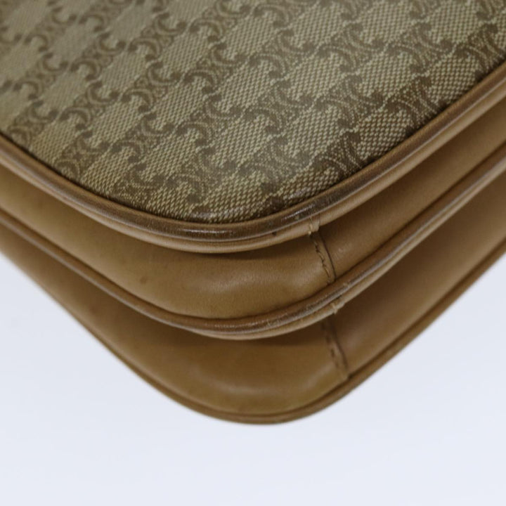 Celine Macadam Canvas Shoulder Bag PVC Leather Beige Auth 80814