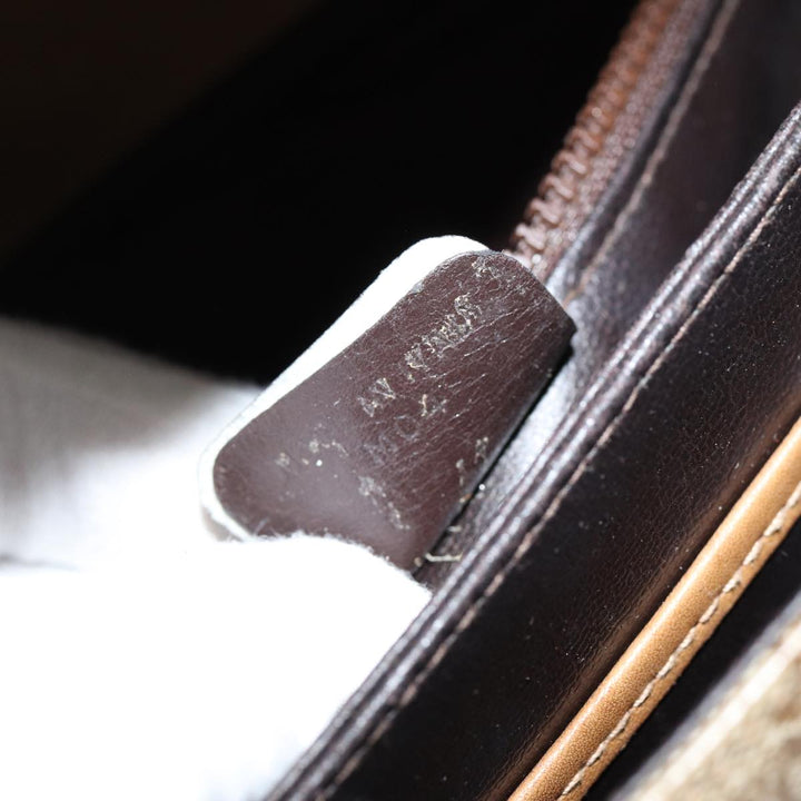Celine Macadam Canvas Shoulder Bag PVC Leather Beige Auth 80814