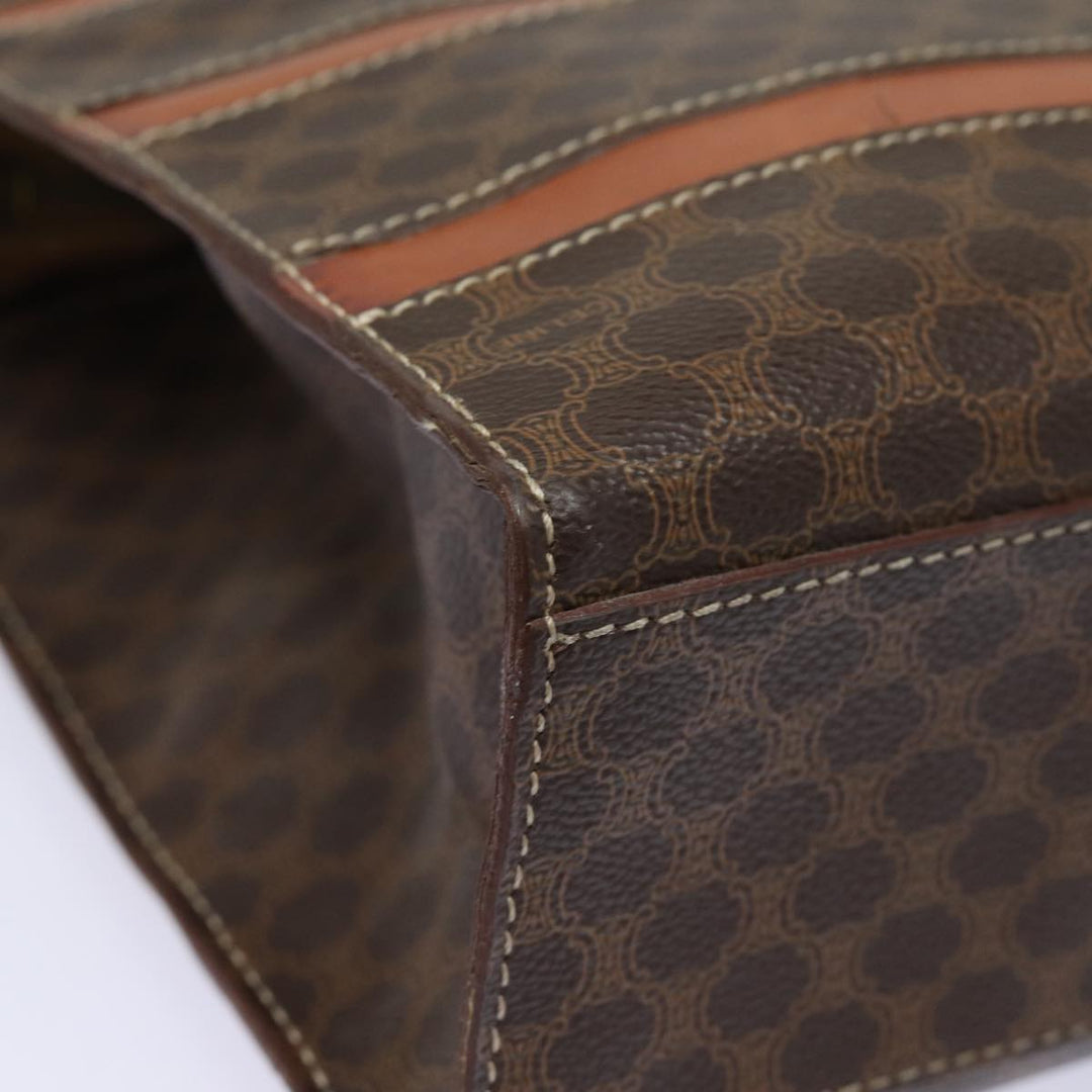 Celine Macadam Canvas Hand Bag PVC Leather Brown Auth 80816