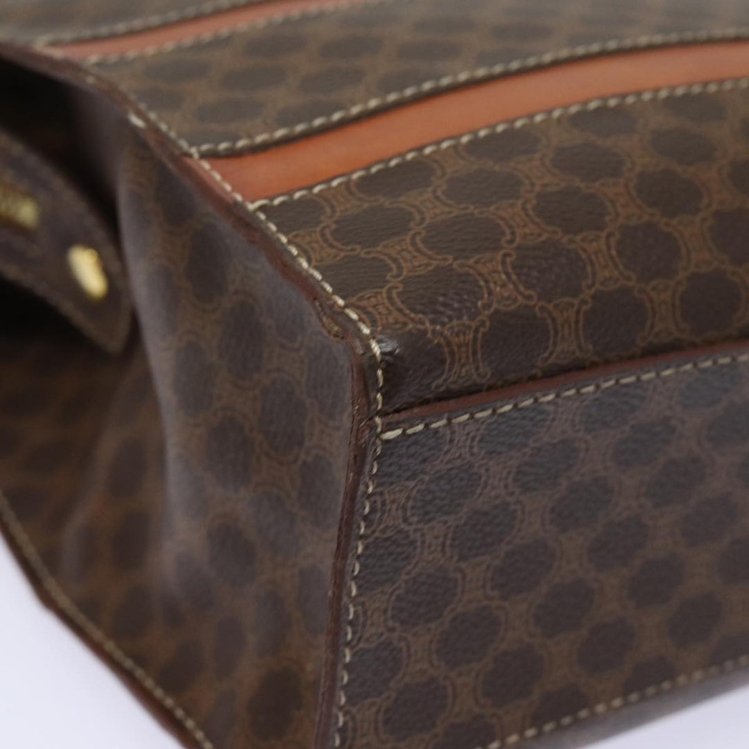 Celine Macadam Canvas Hand Bag PVC Leather Brown Auth 80816