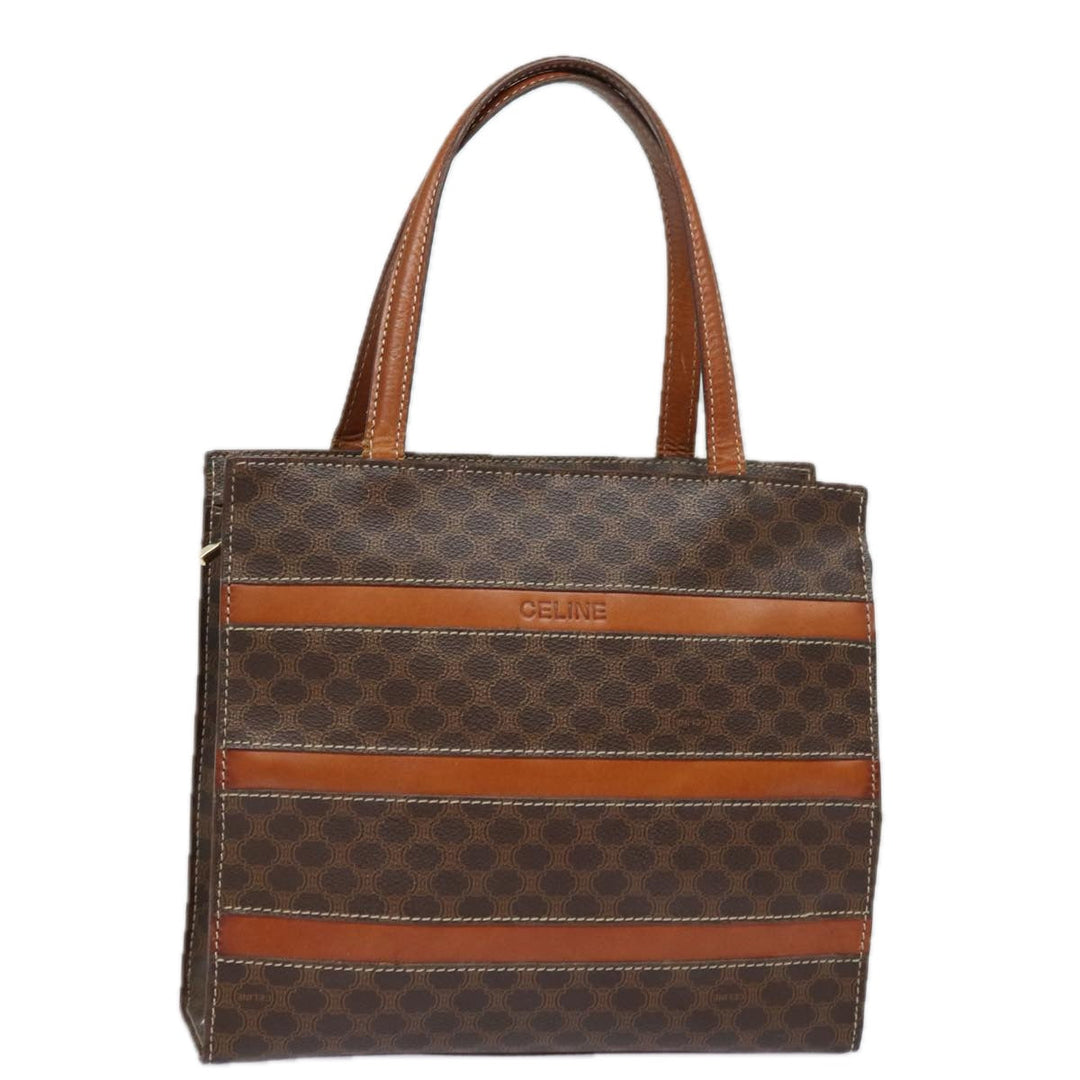 Celine Macadam Canvas Hand Bag PVC Leather Brown Auth 80816
