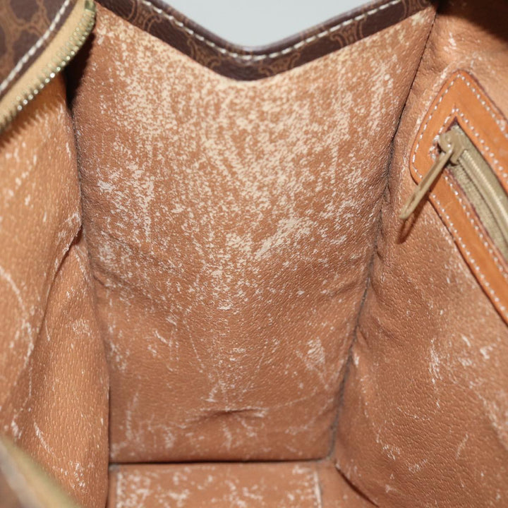 Celine Macadam Canvas Hand Bag PVC Leather Brown Auth 80816