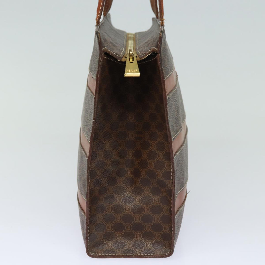 Celine Macadam Canvas Hand Bag PVC Leather Brown Auth 80816